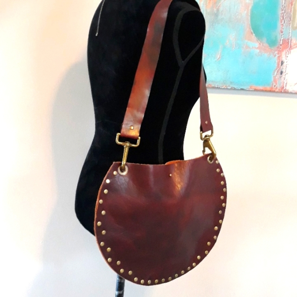 Handcrafted/Brown Leather/Boho Style Hobo Bag by J.Monique - Picture 5 of 10